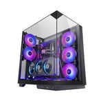 MARS GAMING MC-3GF, Boîtier Gaming ATX, Triple Verre Trempé, 2X Ventilateurs ARGB Arrière 120mm, Montage Vertical des Cartes Graphiques, Tour PC avec Support Watercooling Jusqu’à 360mm, Noir