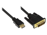Anslutningskabel Hdmi 19-Polig Kontakt Till Dvi-D 24+1 Kontakt, 24K Guldpläterade Kontakter Och Kopparkontakter, Ofc, Svart, 1M, Good Connections (Gc-M0008)