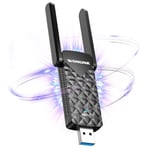 WONLINK Clé WiFi 6 USB AX1800 Mbps Bi-Bande pour PC 2.4G / 5GHz Adaptateur USB Support MU-MIMO, OFDMA, WPA3, USB3.0 Dongle Compatible avec Windows 11/10