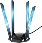 Clé Wifi Puissante Ac1300 Mbps,Double Bande,Adaptateur Usb Avec 4 Antennes,Usb 3.0