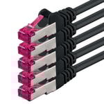 MONDODIGITALE-0,25 M-Noir-5 Pièces-Câble Réseau Cat6A (10Gb/S) S-Ftp Cat 6A Lankacable-Certifié Ghmt Pimf 500 Mhz Cat5 Cat5E Cat6 Cat6A Cat7 Pour Switch, Routeur, Modem, Internet